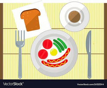 Breakfast on background coffee egg bread vector image