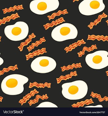  					Breakfast With Bacon and Eggs Seamless Pattern vector image														