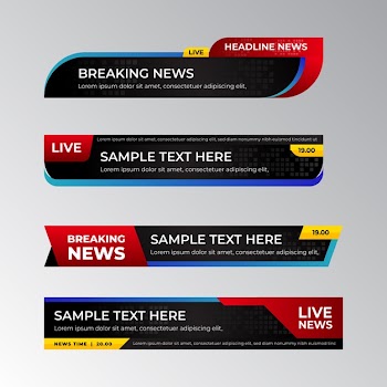 Breaking news banners template design Free Vector