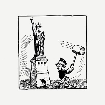 Breaking the statue of liberty | Free PSD Illustration - rawpixel