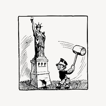 Breaking the statue of liberty | Free Vector Illustration - rawpixel