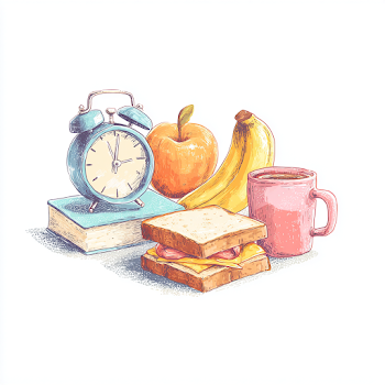 Breaktime Essentials: Snacks and Clock