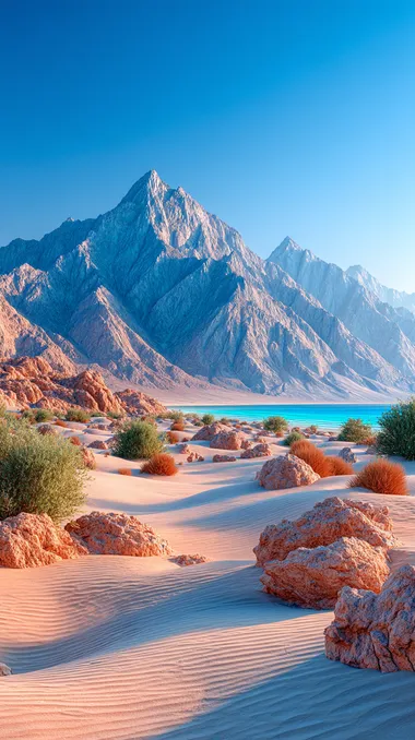 Breathtaking Desert Landscape with Mountains Breathtaking Desert Landscape with Mountains