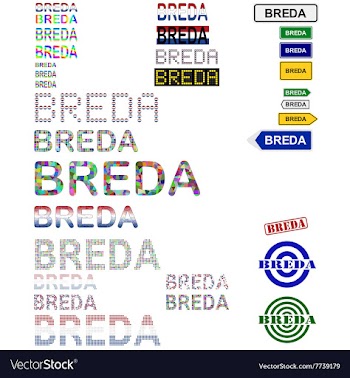 Breda text design set vector image