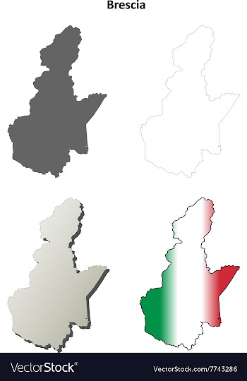 Brescia blank detailed outline map set vector image