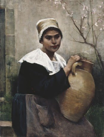 Breton girl holding a jar, | Free Photo - rawpixel
