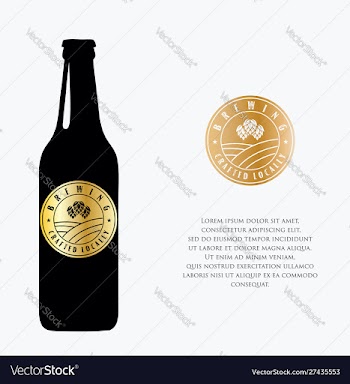 Brewery beer house label with logos craft beer vector image