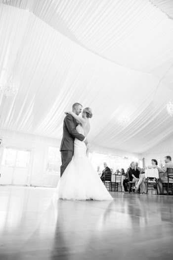 Bride and Groom Dancing in Front of People
