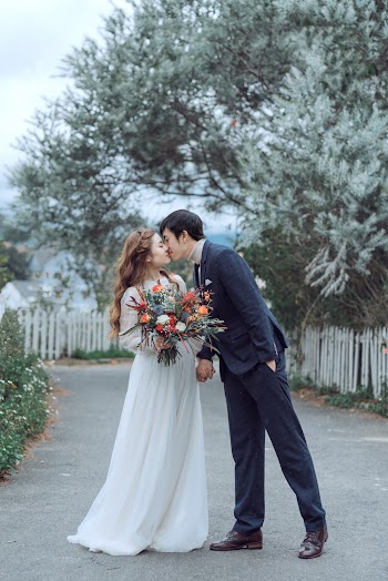 Bride and Groom Kissing Each Other