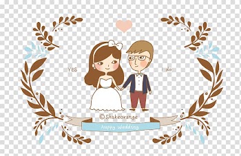 Bride and groom surrounded by flowers , Wedding Gift Illustration, Happy,Wedding transparent background PNG clipart