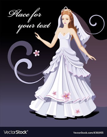 Bride Cartoon with Text Space vector image