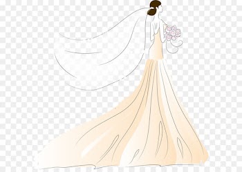 Bride Contemporary Western wedding dress - Vector bride wearing a wedding dress 