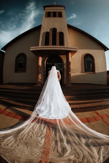 Bride Wearing White Wedding Gown 