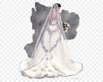 Bride Wedding Drawing Illustration - Bride back 