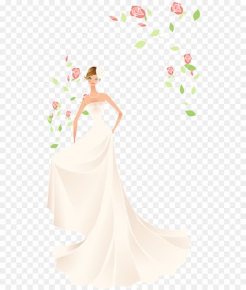 Bride Wedding dress Euclidean vector - Beautiful bride wedding flowers vector material 