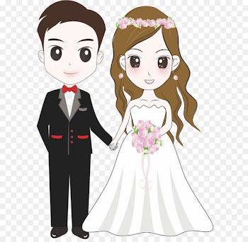 Bridegroom Wedding Illustration - Cartoon bride and groom 