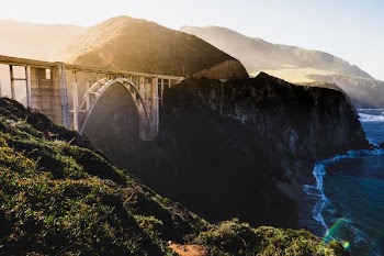 bridge and rock mountain