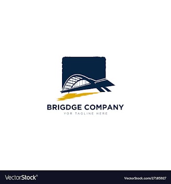 Bridge company logo designs with river for arch vector image