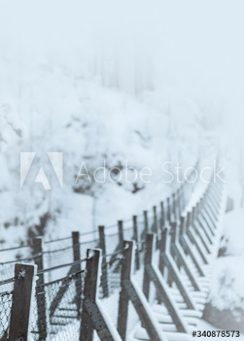 Bridge in a snowy Oulanka National Park, Finland