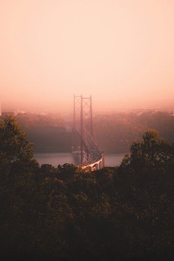 bridge over body of water under white sky