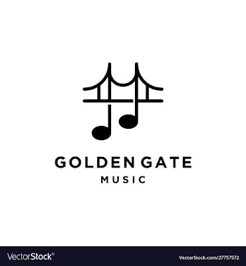 Bridge with music notes logo design vector image