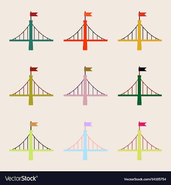 Bridges collection metal bridges with flag set vector image