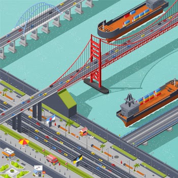 Bridges isometric composition Free Vector