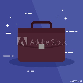 briefcase business handle in blue background design