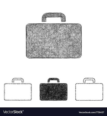 Briefcase icon set - sketch line art vector image