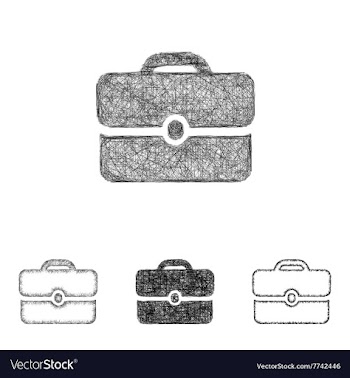 Briefcase icon set - sketch line art vector image