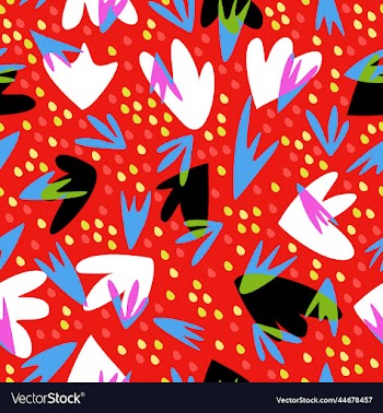 bright abstract seamless pattern on red background