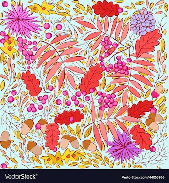 bright autumn pattern with various leaves