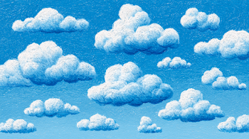 Bright Blue Sky with Fluffy White Clouds