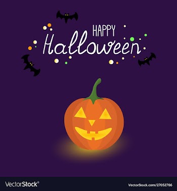 Bright cartoon with pumpkin and hand written vector image