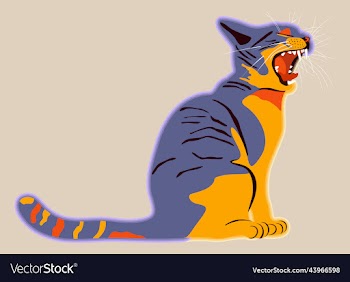 bright cat with opened mouth attractive colors