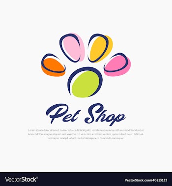 bright color unique pet shop logo emblem label