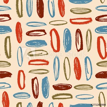 Bright colored seamless pattern with vertical and horizontal rows of rounded scribbles on light background