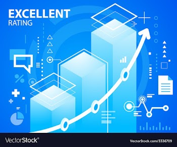 Bright excellent rating on blue background f vector image