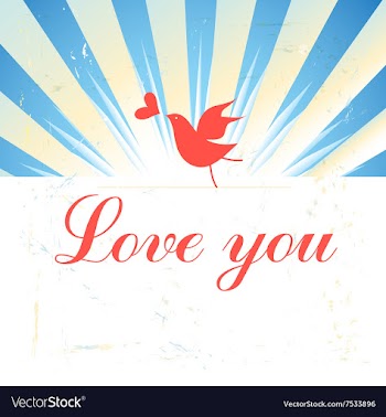  					Bright graphics greeting card with a bird in love vector image														