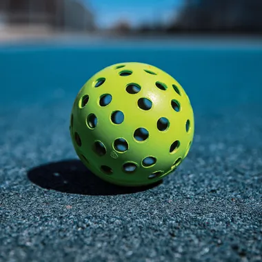 Bright Green Pickleball Ball on Court Bright Green Pickleball Ball on Court