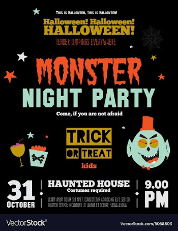 Bright Halloween trick or treat card vector image