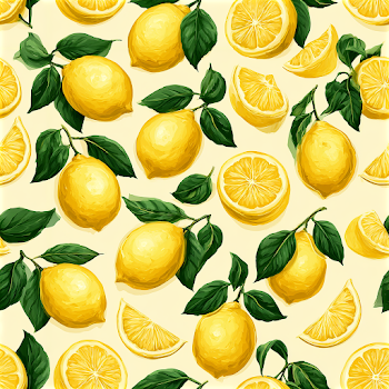 Bright Lemon Pattern with Leaves