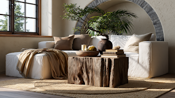 Bright Mediterranean Living Room with Rustic Decor