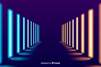 Bright neon lights stage background Free Vector