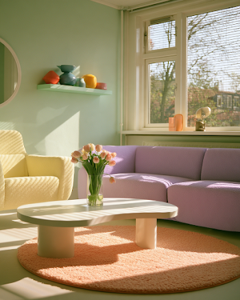 Bright Pastel Apartment Living Room