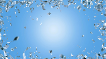 Bright Sky-Blue Celebration Background with Metallic Confetti