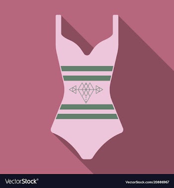Bright striped swimsuit beach female vector image