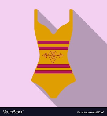 Bright striped swimsuit beach female vector image