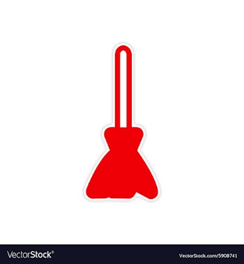 Bright stylish sticker broom on a white background vector image