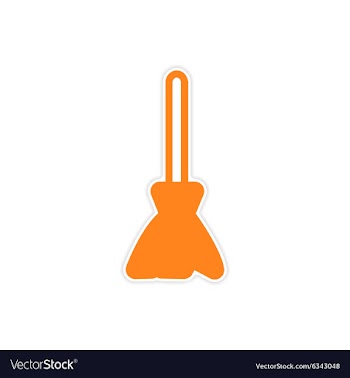 Bright stylish sticker broom on a white background vector image